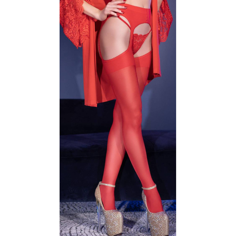Chilirose Collant effet Porte-jarretelles Mina - Rouge